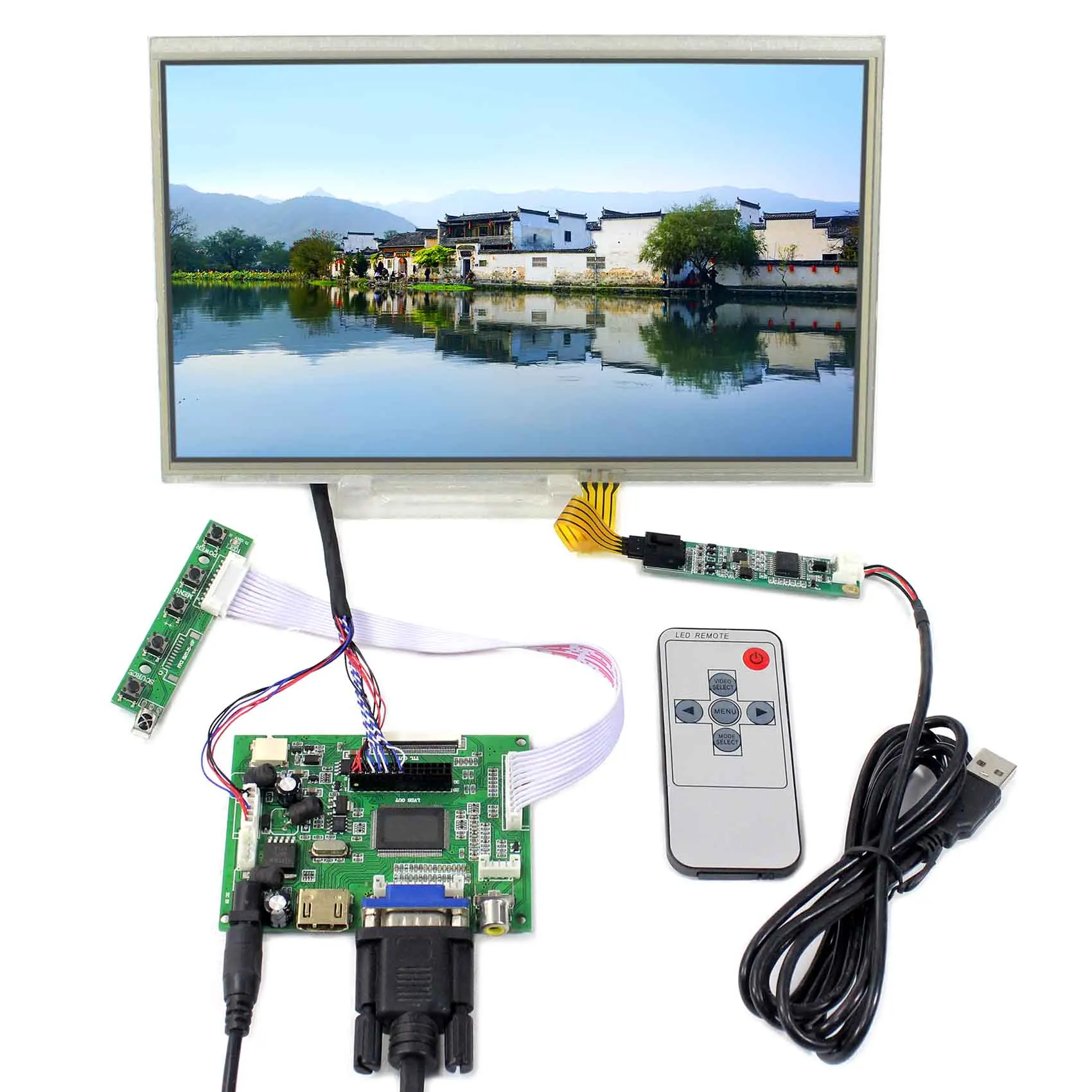 

HD MI VGA 2AV LCD Controller Board+10.1inch B101AW03 1024x600 LCD Screen With Touch Panel