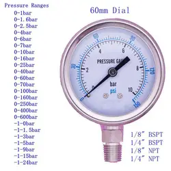 Manomètre à cadran en acier inoxydable, 1/8 