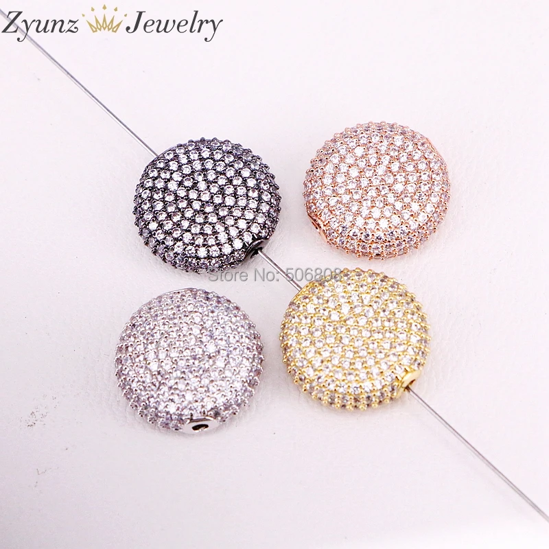 10PCS ZYZ324-9844 Micro Pave CZ Rondelle Spacer Beads, Crystal Zirconia Round Connector Beads, Findings