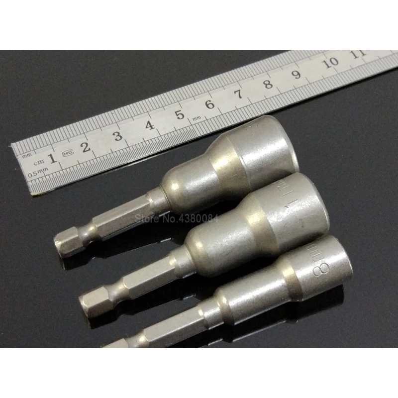 1Pc 14Sizes 6-19MM Magnetic Hex Sleeve/Socket Nozzles Nut Driver Set Hexagon Screwdriver Adaptor 1/4\