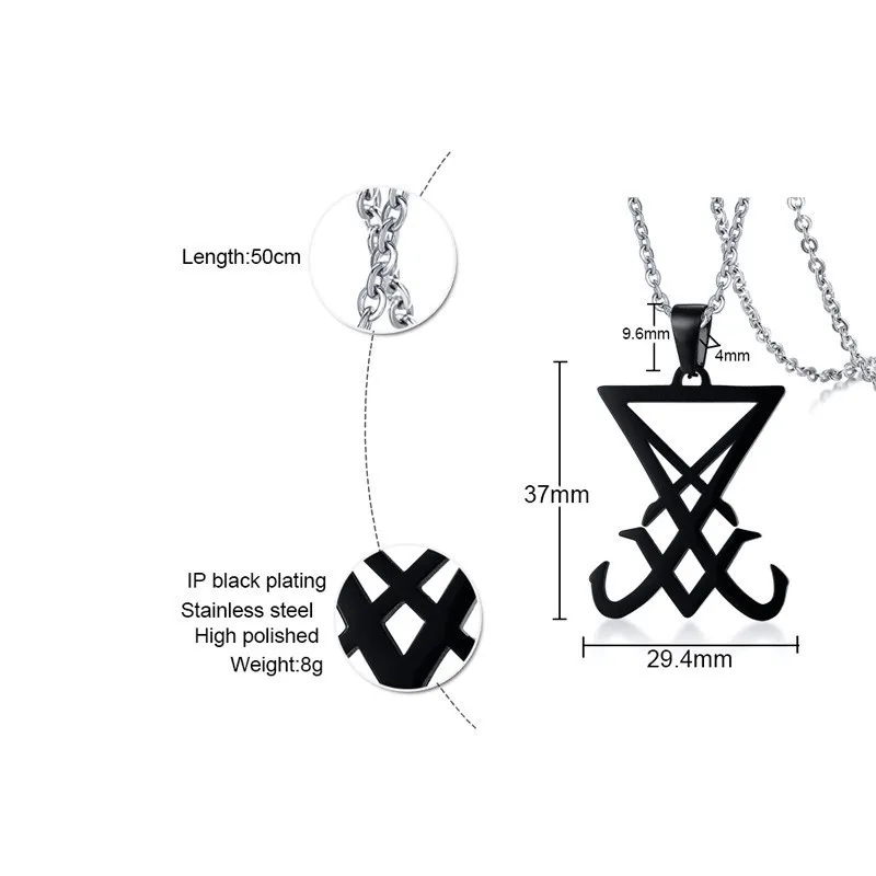 Stainless Steel Seal of Lucifer Pendant Necklaces