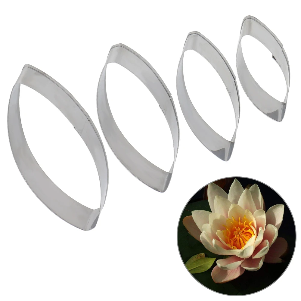 4 piece/set Stainless Steel Water Lily Petal Shape Cookies Cutters Set Biscuit Cake Fondant Mold Cake Decoration