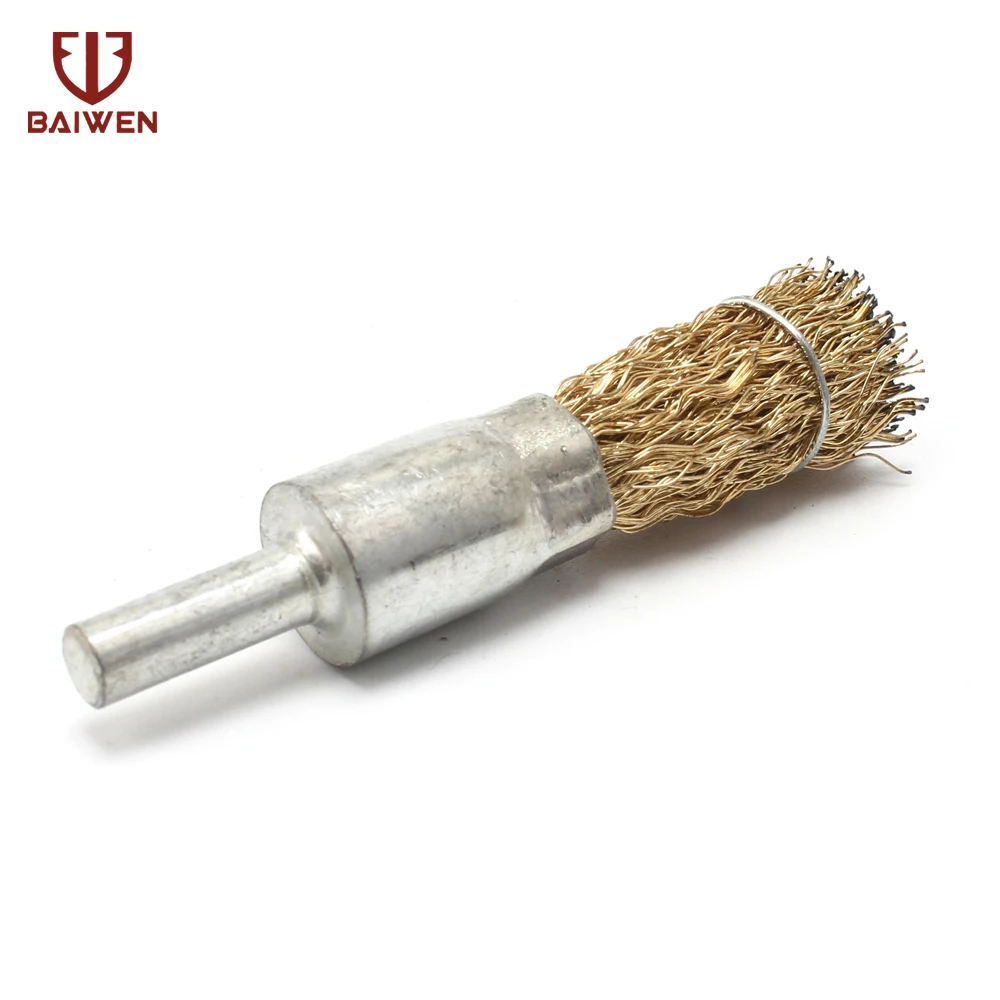 16mm Copper Coated Steel Wire Pen Brush Metal Polishing Brush Rotary Tool