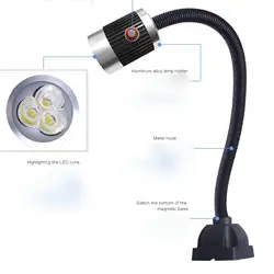 24V/220V 4.5W/6/9W Work Lamp LED CNC Milling Lathe Tool Light Screw Fix Aluminum Alloy and Metal Hose