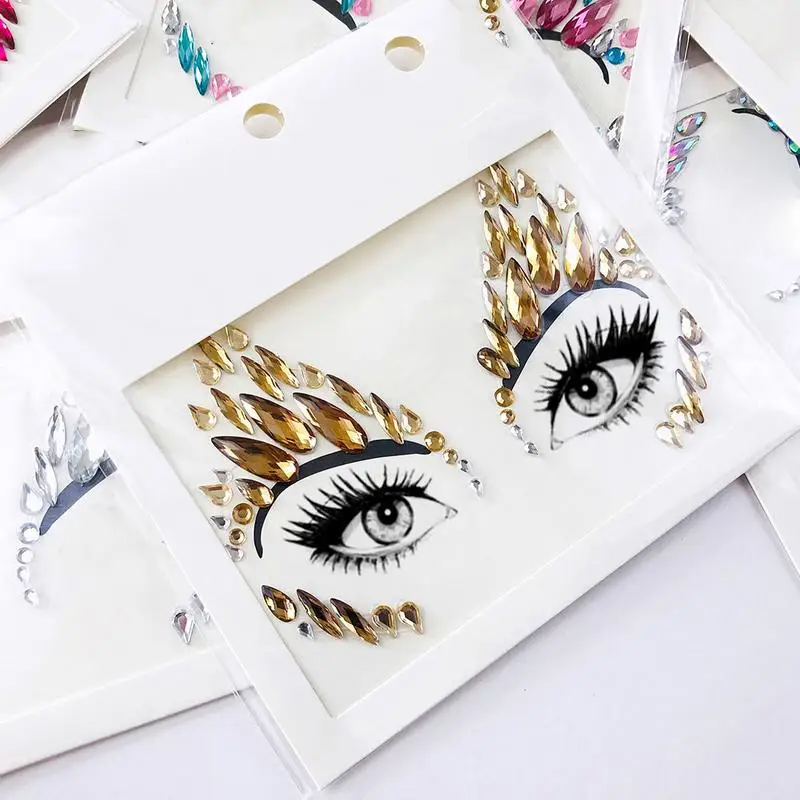 Music Festival Face Resin Rhinestone Sticker Environmental Face Decoration DIY Jewelry Temporary Tattoo Eyebrow Sticker