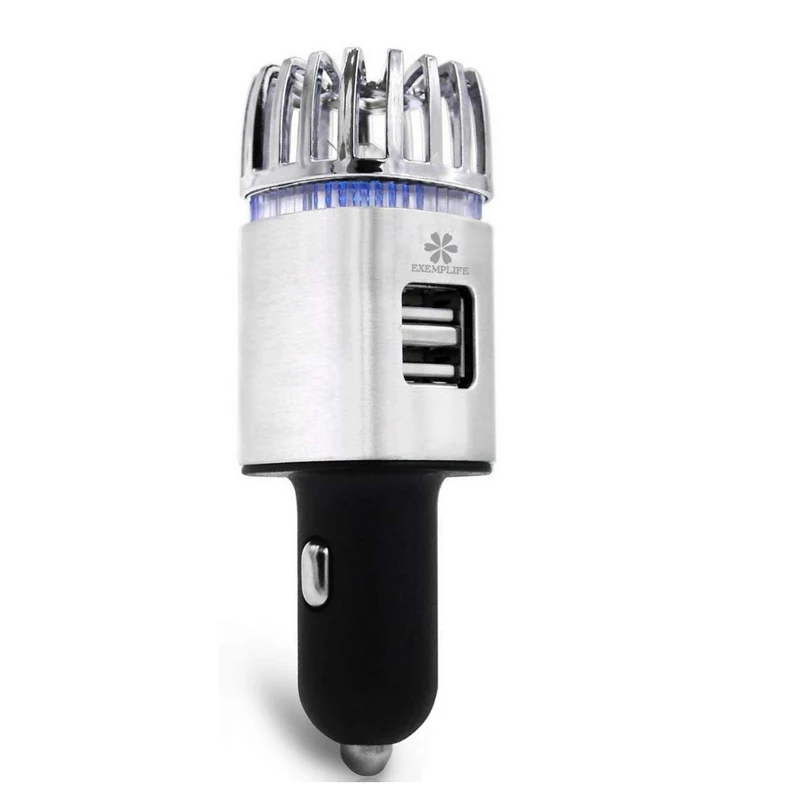 Adattatore per deodorante per purificatore d'aria per auto con 2 porte USB ionizzatore d'aria per auto rimuovi fumo cattivo odore e odori caricabatteria per auto