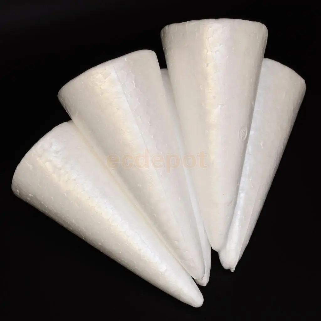 MagiDeal 5 Pieces Polystyrene Foam Unfinished Blank Christmas Tree Cone Shape Styrofoam Foam for Modeling Craft Projects 150 mm