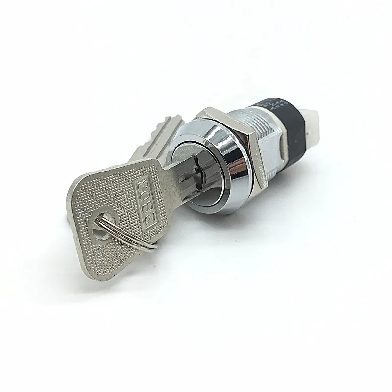 19mm Metal 4Pin ON-OFF 2Position DPST A Series Electronic Lock Key Switch 2NO 2NC 4A 125VAC/2A 250VAC