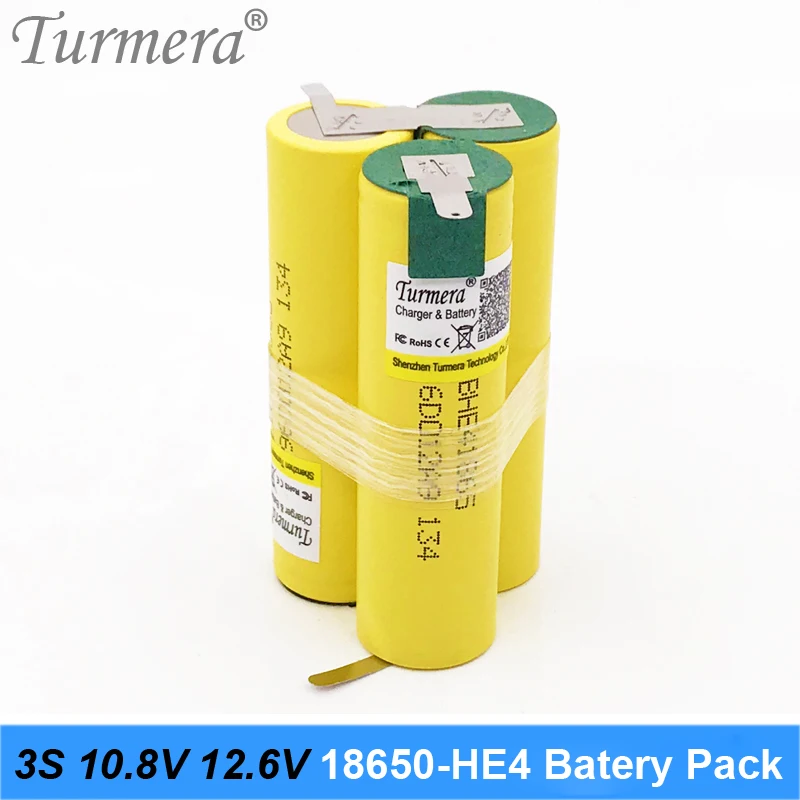 Batteria 3S 12,6 V 4S 16,8 V 18650 HE4 2500 mAh 20 A Corrente di scarica per batteria cacciavite shura (personalizza)