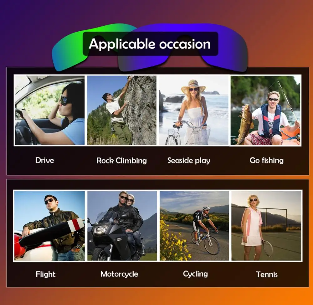 عدسات بديلة مستقطبة مضادة للخدش باللون الرمادي والأسود والأزرق السماوي لهاتف Oakley Jawbone بفتحات تهوية #6