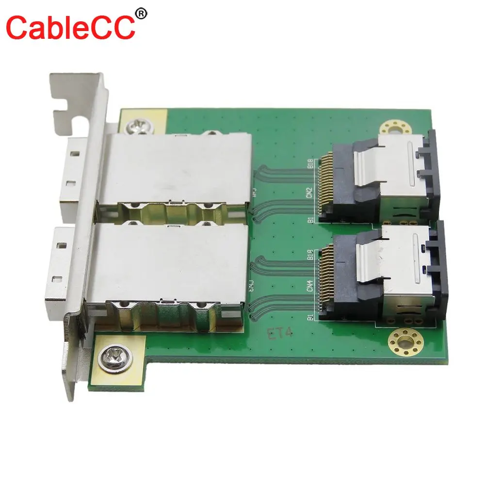 

Cablecc Dual Port Internal Mini SAS 4i SFF-8087 to External Mini SAS 4x SFF-8088 PCI Card with PCI Mounting Plate