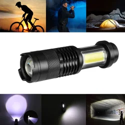 Mini lampe de poche LED zoomable ultra lumineuse, 3800LM, Q5 COB, utilise une batterie AA 14500, lumière de mise au point, 3 modes, torche pour l'extérieur