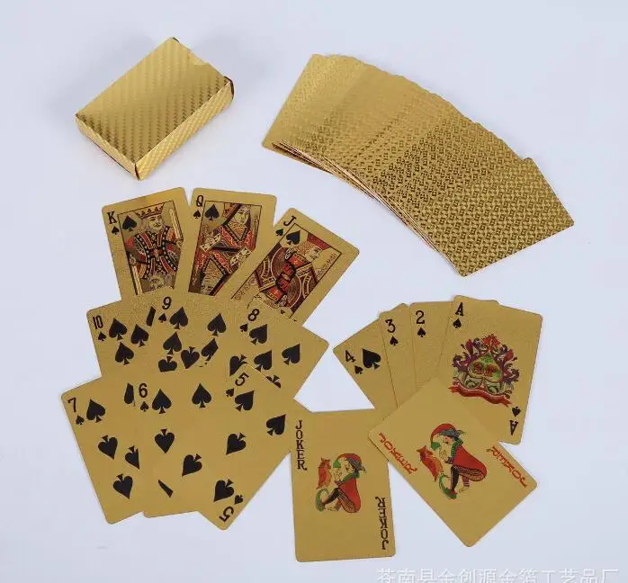 1pc Golden Playing Cards Deck gold foil poker set Magic card 24K Gold Plastic foil poker Durable Waterproof Cards magic