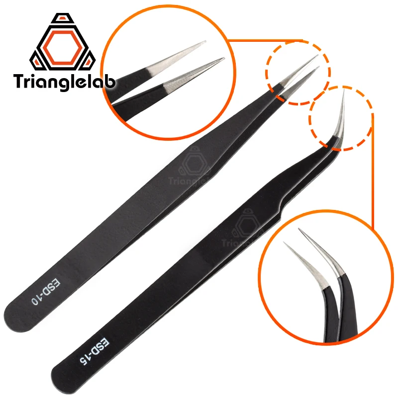 C trianglelab Curved/Straight Port 3D Printer Tools Stainless Steel Tweezer Nozzle filament cleaning tweezers