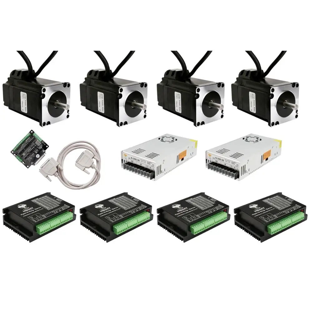 4axis NEMA23 Closed-Loop Stepper motor 1.1N.M 4A 1000line Encoder&Servo Driver &Power Breakout board CNC KITS