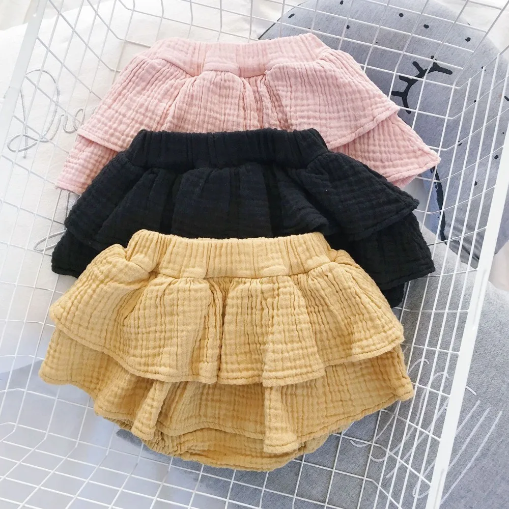 Organic Cotton Baby Girl Shorts Summer Ruffle Bloomer Shorts For Girls Toddler Double Gauze Casual Fashion Petti Short Pant 12m