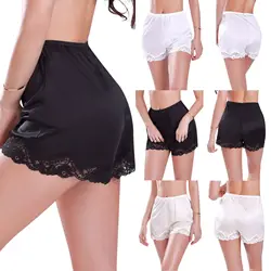 2018 NEW Women's Premium Nylon Daywear Bloomer Slip Pants With Lace Trim Satin Summer Sleep Bottoms Plus Size M-XXXL