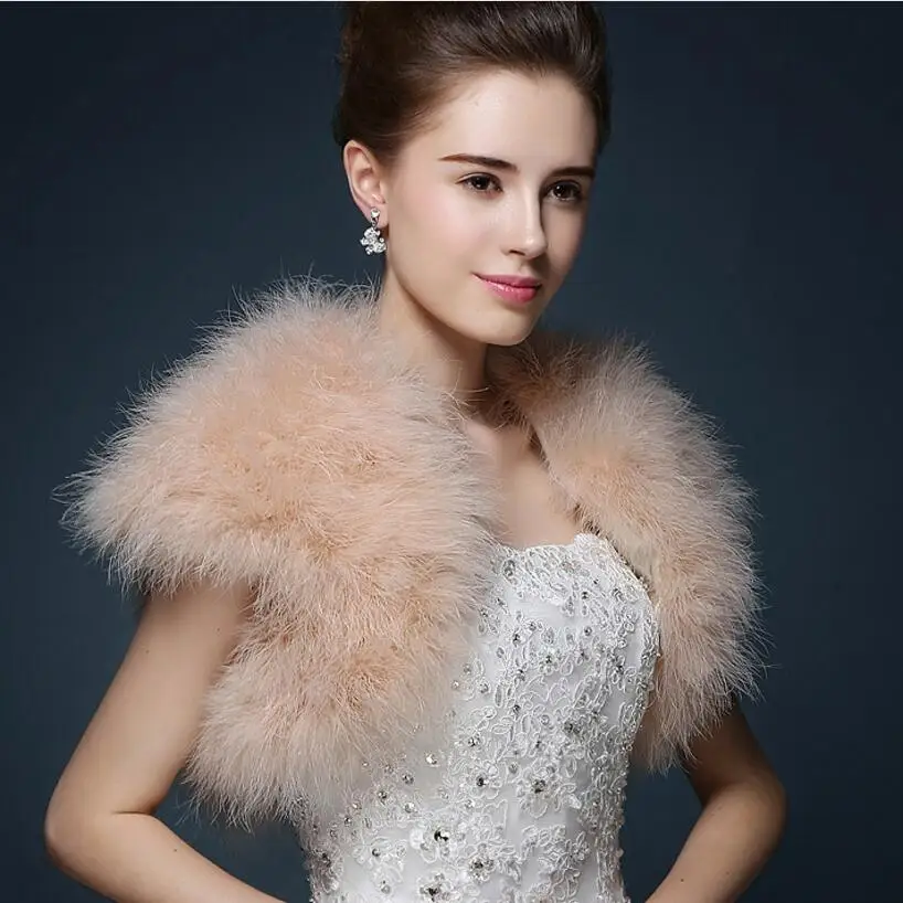 Ostrich Feathers Bolero Shrugh WaistCoat Vintage Marabou Feather Shrug stole bridal accessories Bridal Dress Evening cape S69