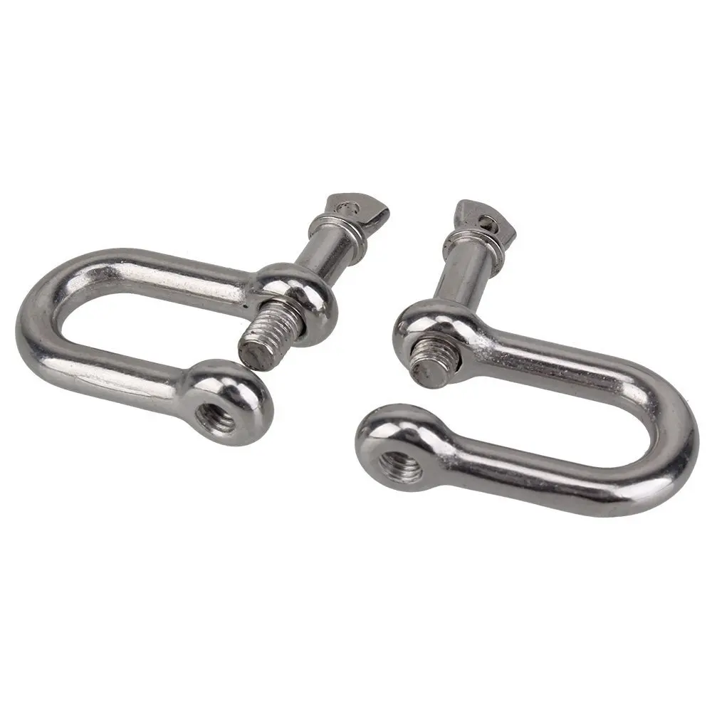 M6 38mm Straight D Shackle Short Stainless Steel AISI 316 Breaking Load 1500 kg D Rigging Shackle Hooks boat rigging hardware