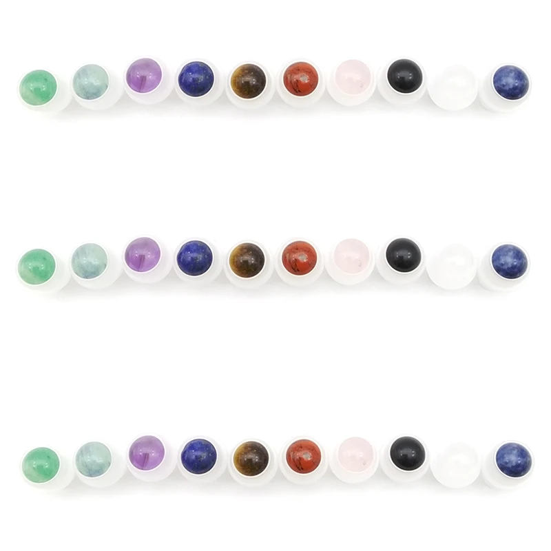 10pcs Natural Semiprecious Stones Gemstone Roller Ball For 5ml 10ml Thick Essential Oil Roll On Glass Bottles