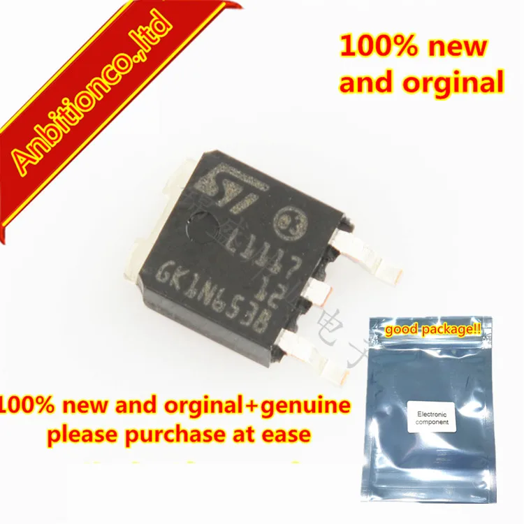 10pcs 100% new and orginal LD1117DT12TR L1117-12 LOW DROP FIXED AND ADJUSTABLE POSITIVE VOLTAGE REGULATORS TO-252 in stock