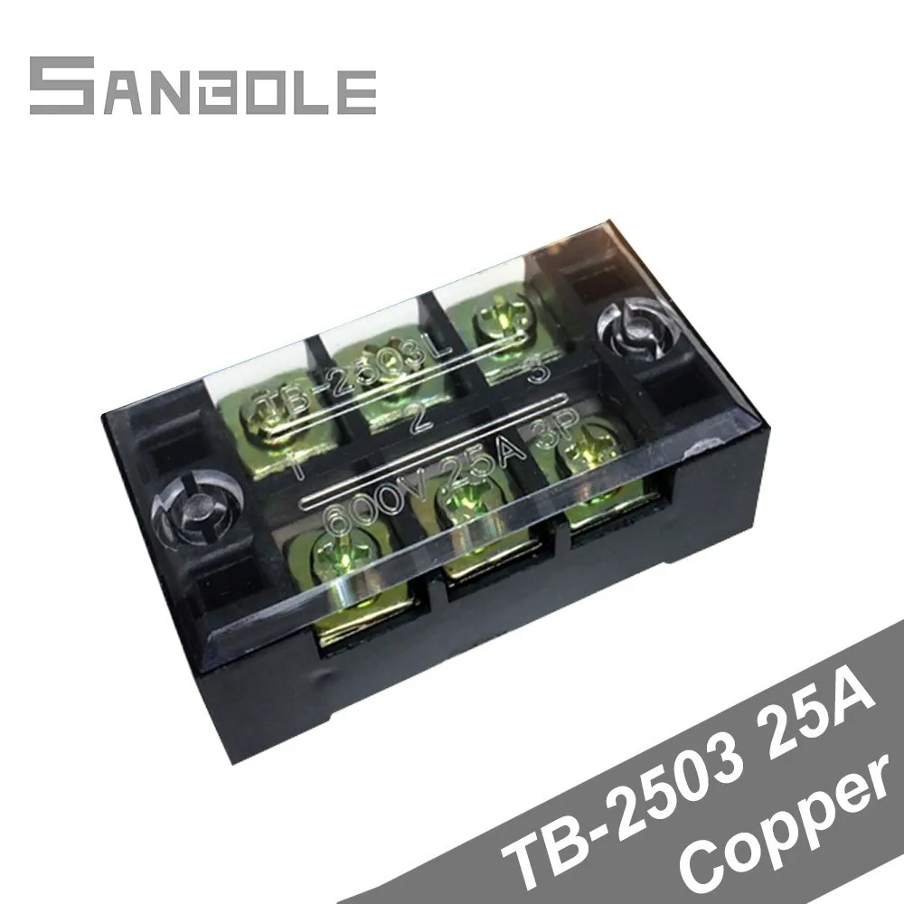 

Terminal Block TBC-2503/TB-2503 Fixed Type with cover screws 25A 600V 3 Position 0.5-2.5mm2 Electrical Copper (10PCS)