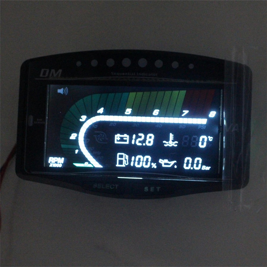 12v-24v Car Truck LCD Digital Oil Pressure Gauge/Volt Voltmeter /Water Temperature Gauge/Fuel Gauge /Tachometer 5 Function in 1