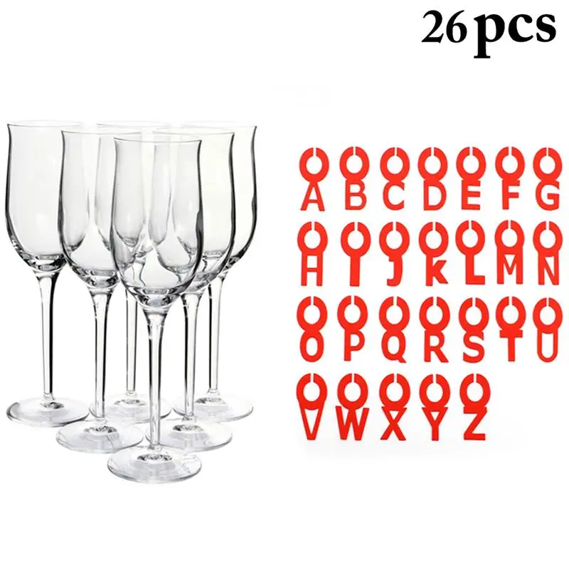 26 Letters Shape Silicone Wine Glass Marker Party Wine Glass Bottle Drink Cup Marker Tags Cup Identify Label