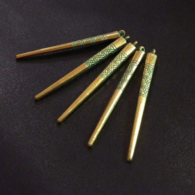 10pcs/bag 55*5MM Retro Patina Plated Zinc Alloy Green Tip Needle Spike Charms Pendants For DIY Jewelry Accessories