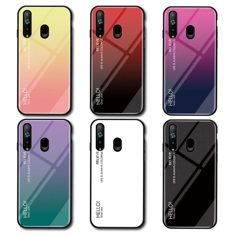 For Samsung Galaxy A9 Pro 2019 Korea Case Gradient Tempered Glass Hard Back Cover Soft Bumper for Samsung Galaxy A9 Pro 2019