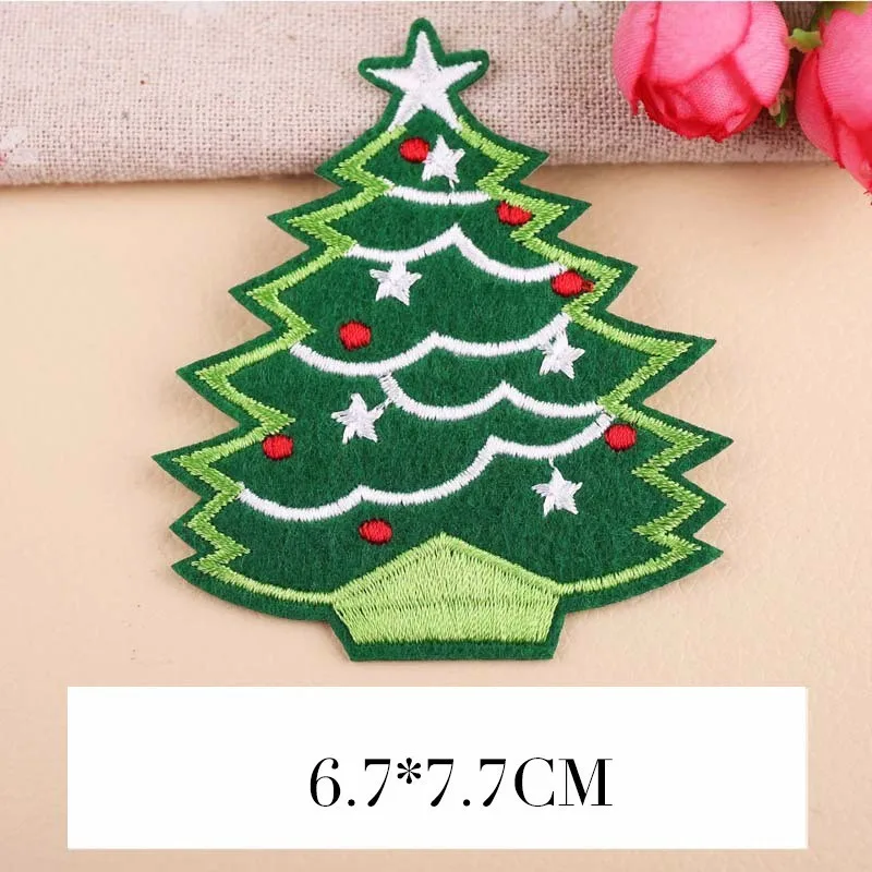 PGY 1PGY New Years Gift Christmas Patches for Clothes Iron on Santa Snowman Embroidery Patch Coat Jackets Appliques Diy Decor