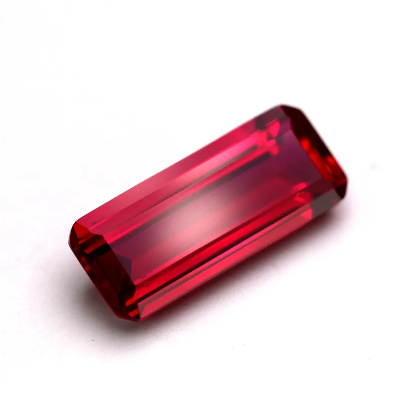 

long step rectangle shape red synthetic corundum stone dignity deep red rose stones faceted stone beads for jewelry making diy