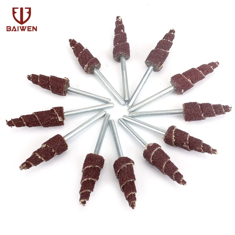 10/20/50Pcs 10mm Grinding Head Sandpaper Flap Cone Dremel Accessorie Rotary Tool 80-320 Grit