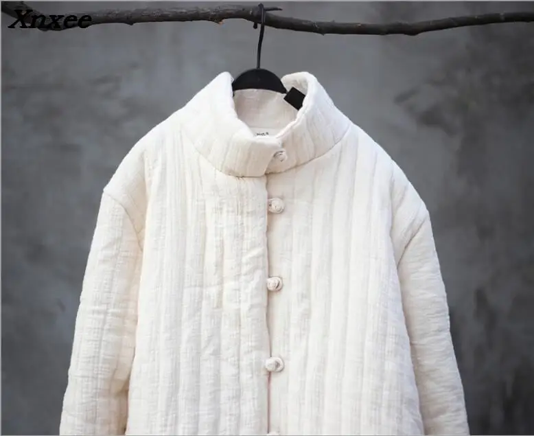 Winter women stand parkas coat vintage cotton long sleeve brief casual warm women clothes jacket coats Xnxee