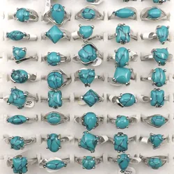 Mixed Size Mixed Design Turquoises Rings For Women Factory Price 50pcs Wholesale