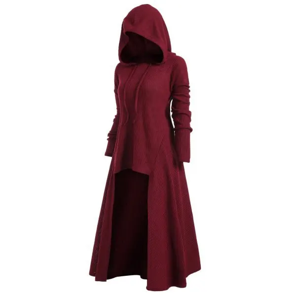 

Solid L-5Xl Sweaters Casual High Low Drawstring Hooded Sweater L-5Xl High Low Pullovers