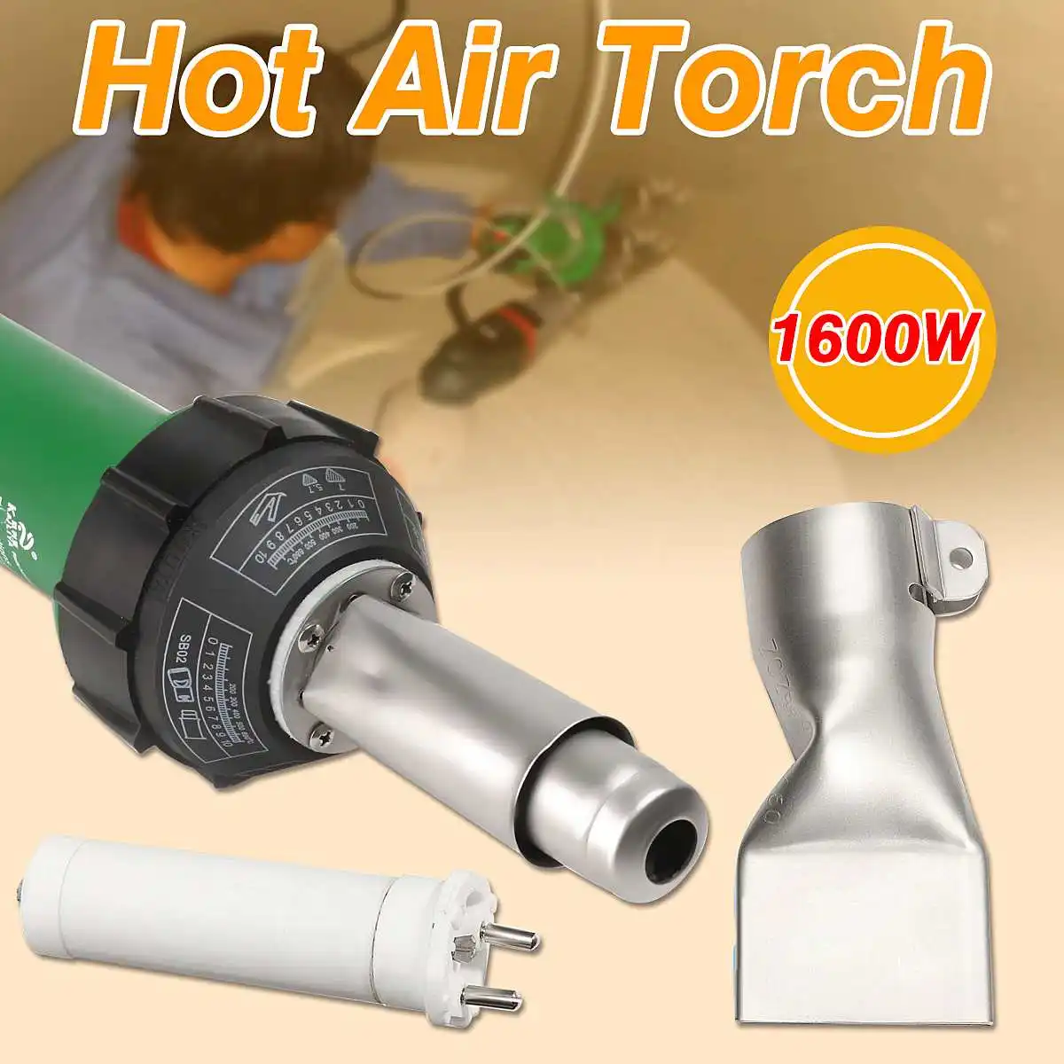 

1Pcs AC 220V 1600W 50/60Hz Hot Air Torch Plastic Welding-Gun For Welder + Flat Nose Wholesale Price High Quality