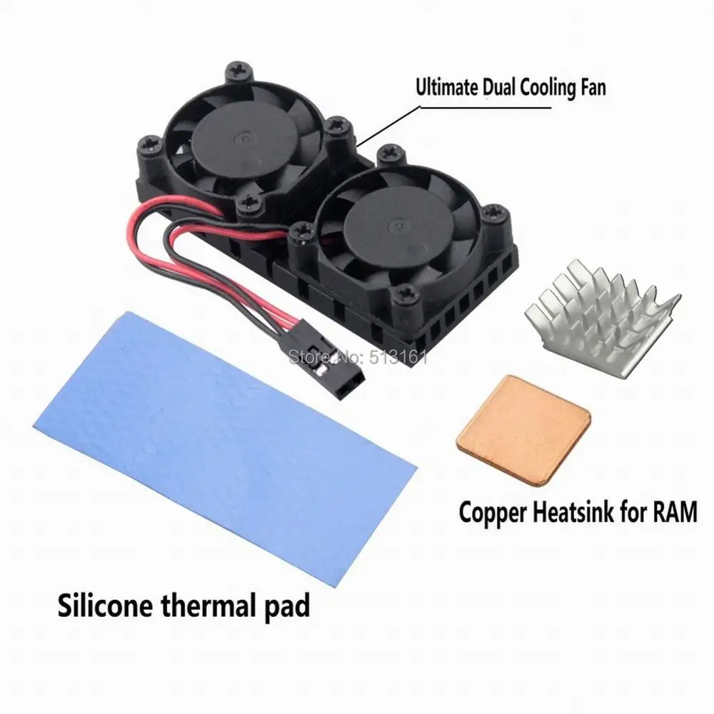 

1pcs Gdstime Raspberry Pi Dual Fan Heatsink Cooler with Double Cooling Fans For Raspberry Pi 3 B Plus / 3 B