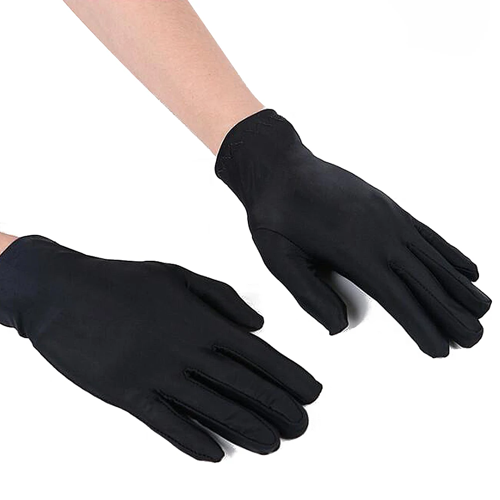 Gants courts en spandex à cinq doigts pour hommes et femmes, mitaines minces, protection solaire, sports, conduite, noir, blanc, EtiAdvantages,