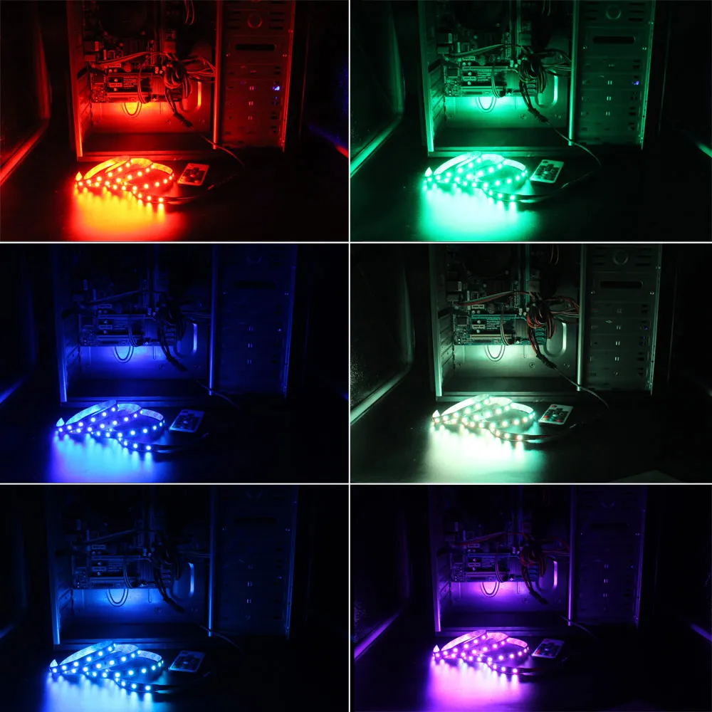 Imagem -06 - Sata Rgb Led Strip Computer Case 5050 Led Stripe pc Case Led 12v Interface rf Remoto sem Fio 1m 2m Fita Rgb para Computador