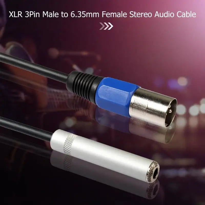 0.3m XLR 3Pin Male to 6.35mm Female Stereo Jack Audio Cable XLR 3Pin Female to 6.35mm Female Stereo Audio Cable Adapter Wire