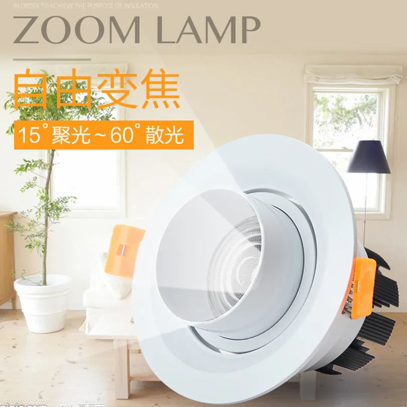 Imagem -03 - Dimmable Zoom Led Downlights Lâmpadas de Teto Cob Holofotes para Casa Roupas Sapatos Lojas 7w 10w 15w 20w 25w 35w