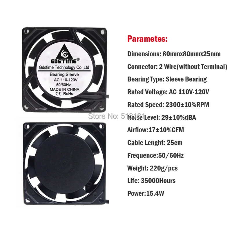 1000 cái/lốc 8025 s 80 mét 80x80x25 mét AC 110 v 120 v Kim Loại Công Nghiệp Mát xả Quạt Làm Mát