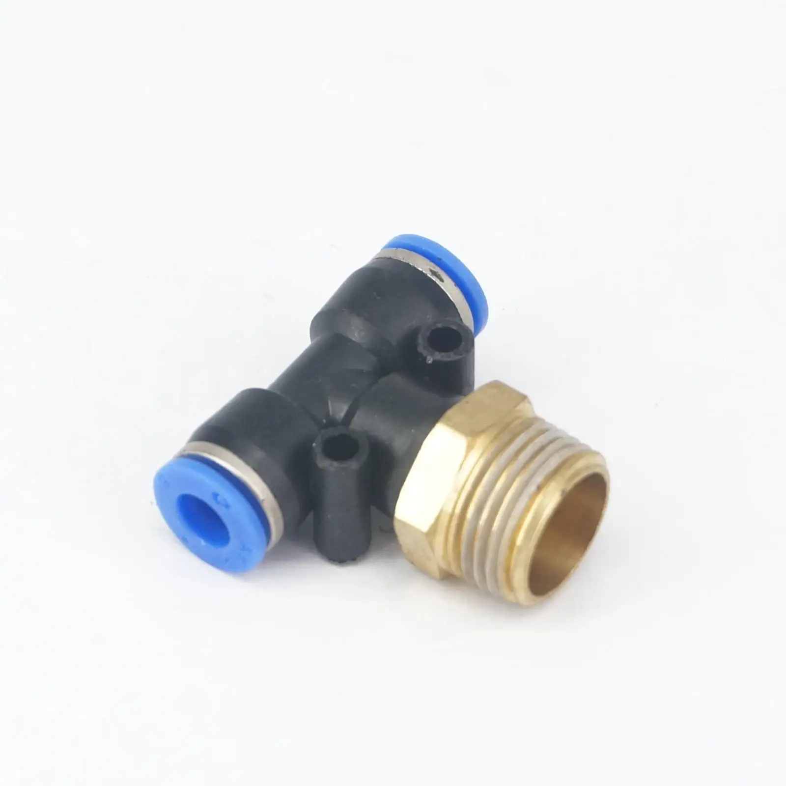 

3/8" BSP Male- Fit 6mm OD PU Tube Pneumatic Tee 3 Way Push In Connector Quick Release Air Fitting 0.8 Mpa