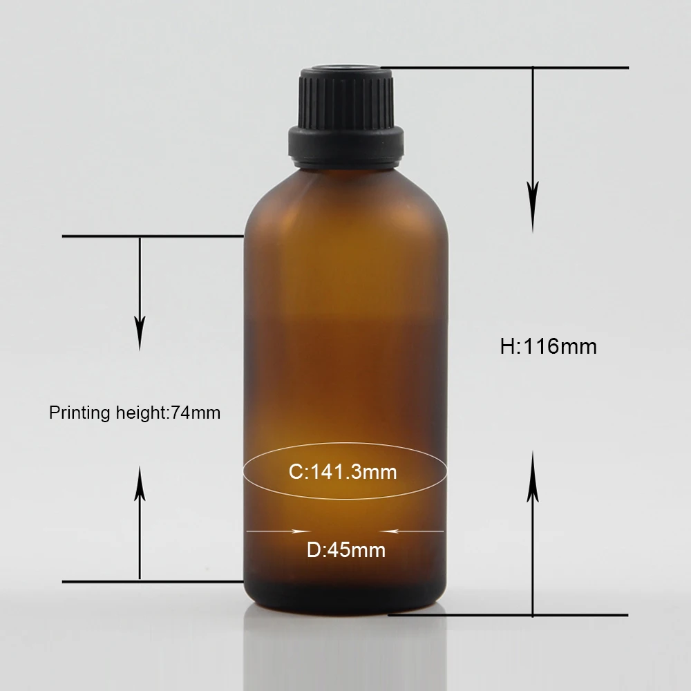 Amber frosted glass bottle 100ml refillable packaging inner stopper for e-liquid containers