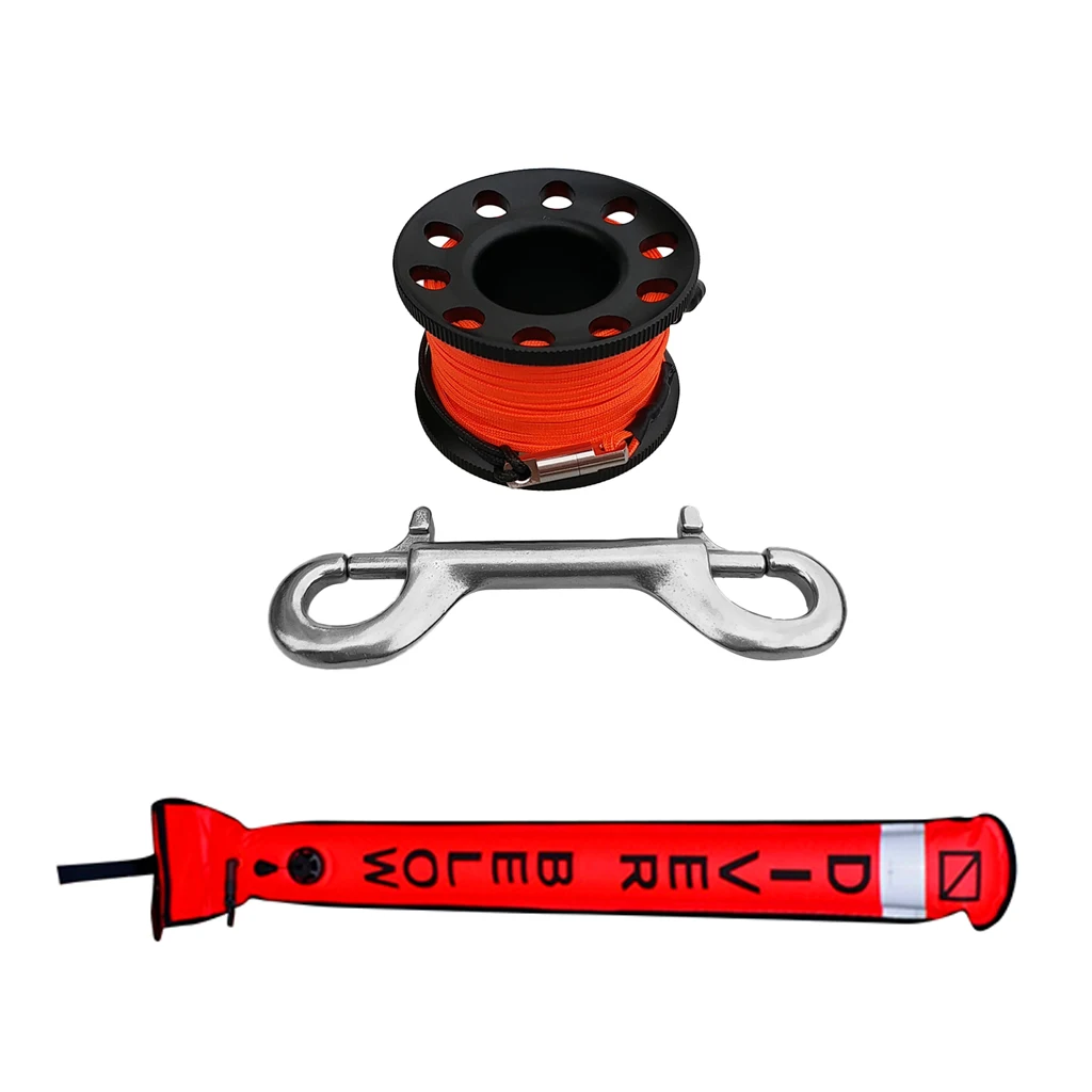 15M Line Scuba Diving SMB Surface Marker Buoy Signal Tube with Dive Reel Spool Multi Color Safety Gear Equipment