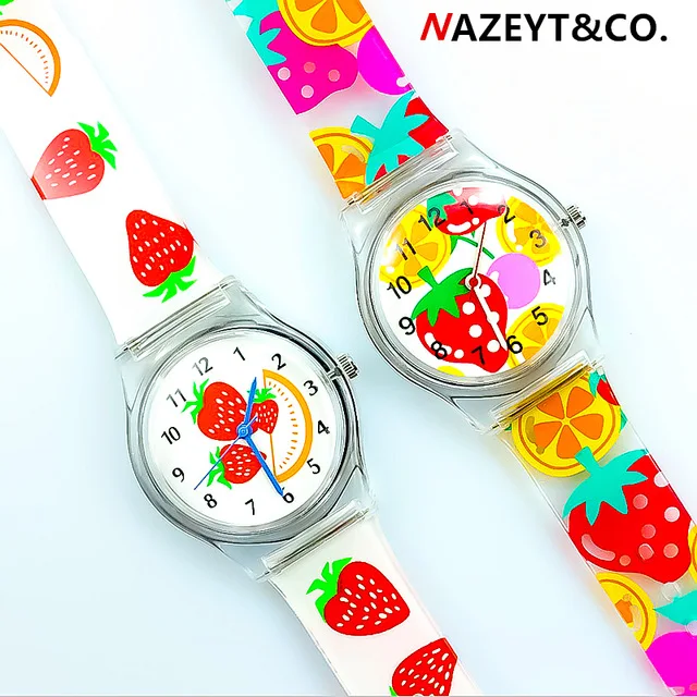 

Nazeyt women girls Strawberry dial lovely fruit Ladies Hands Watch luxury brand children sports waterproof Silicone jelly clock