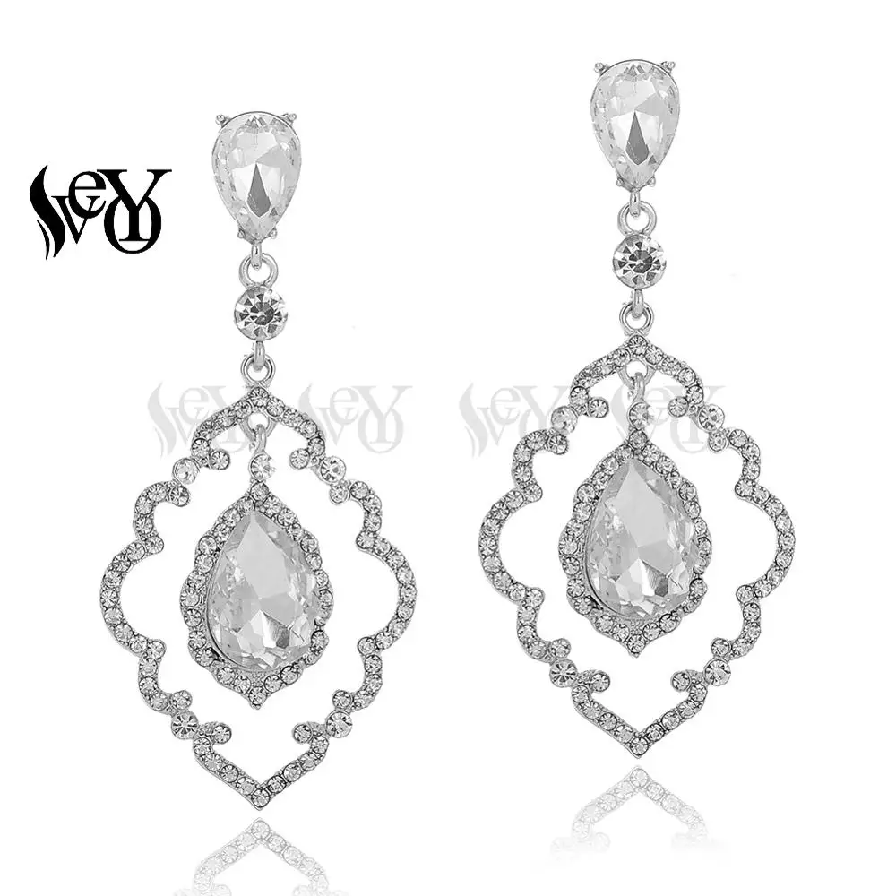 VEYO Vintage Rhinestone Drop Earrings for Women Classic Hollow out design Crystal Gift New