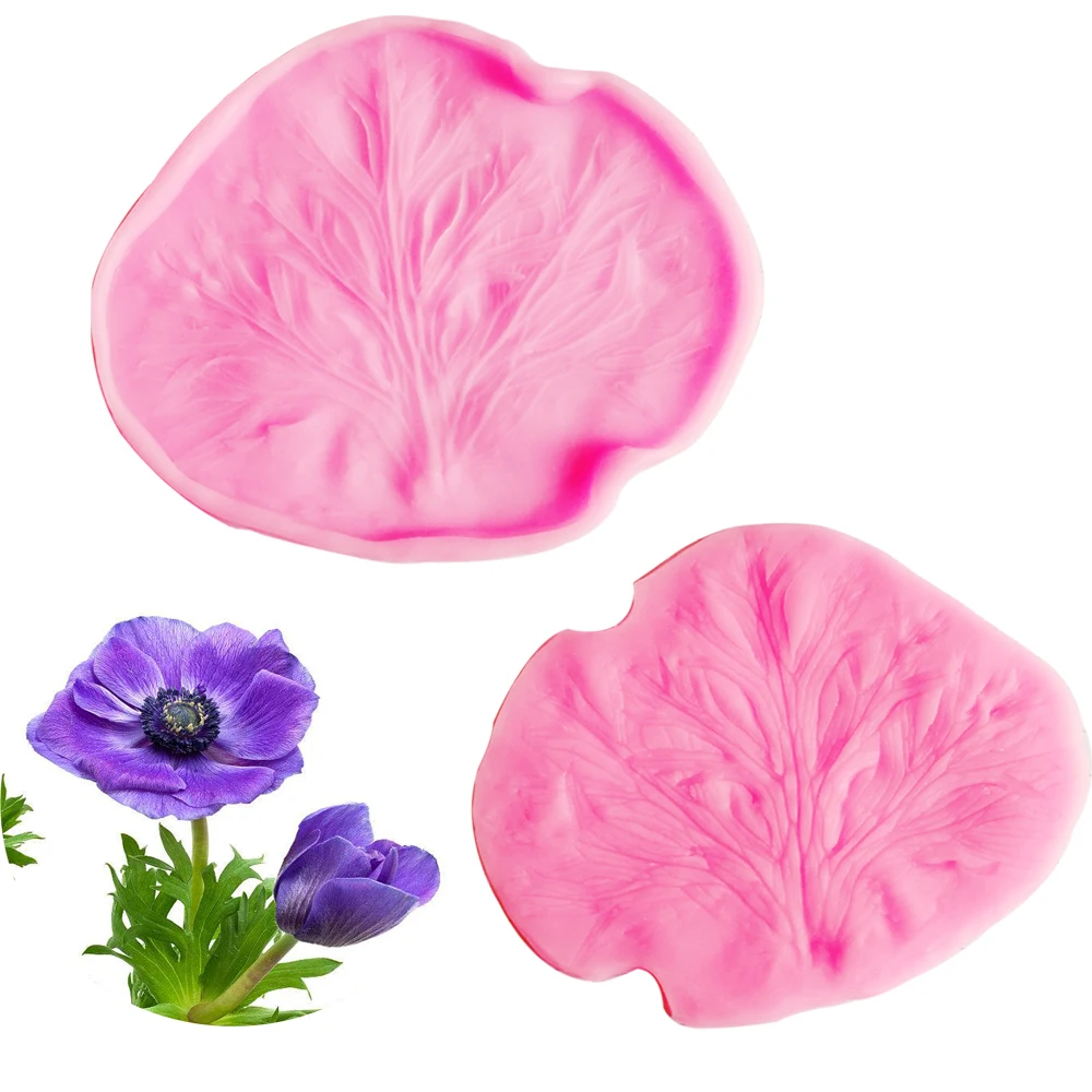 Byjunyeor Anemone Leaves Veiner Petal Flower Cutter Cake Decorating Tools Fondant Mold Flower Petal Sugar Clay Mould  M2081