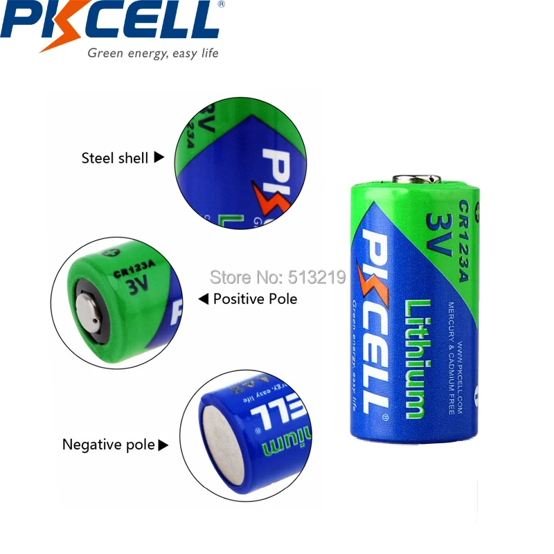 5pcs PKCELL 2/3A Battery CR123A CR123 CR 123 CR17335 123A CR17345(CR17335) 16340 3V Lithium Battery Batteries for Carmera